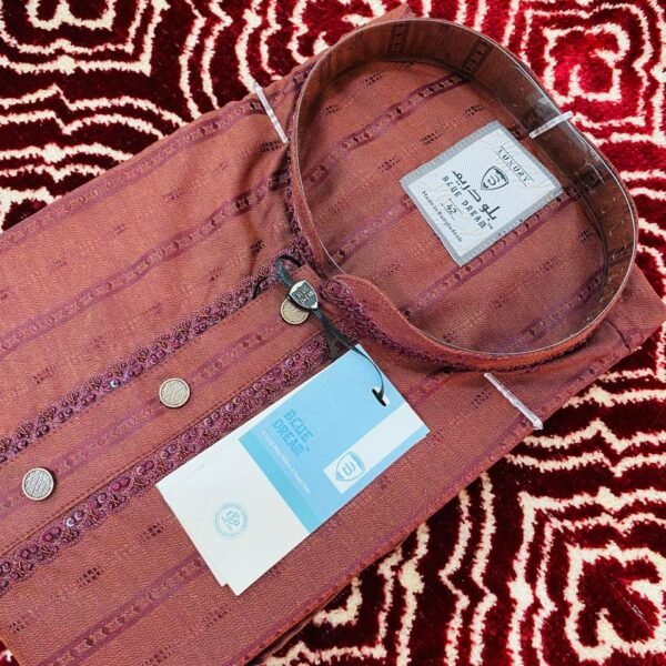 Deep Maroon Embroidered Cotton Panjabi (s355-14)