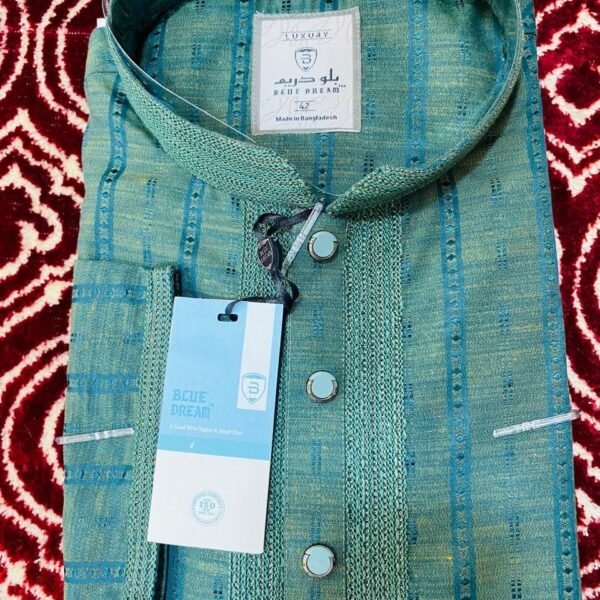 Teal Blue Stylish Cotton Panjabi (s355-5)